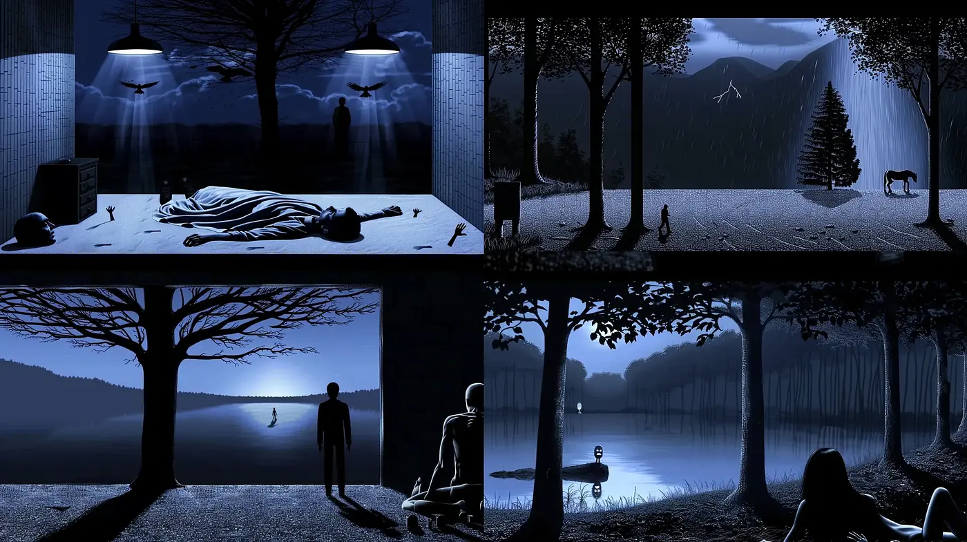 Nocturnal Serenity: The Consistent Elegance of Moonlit Hues - Midjourney sref style