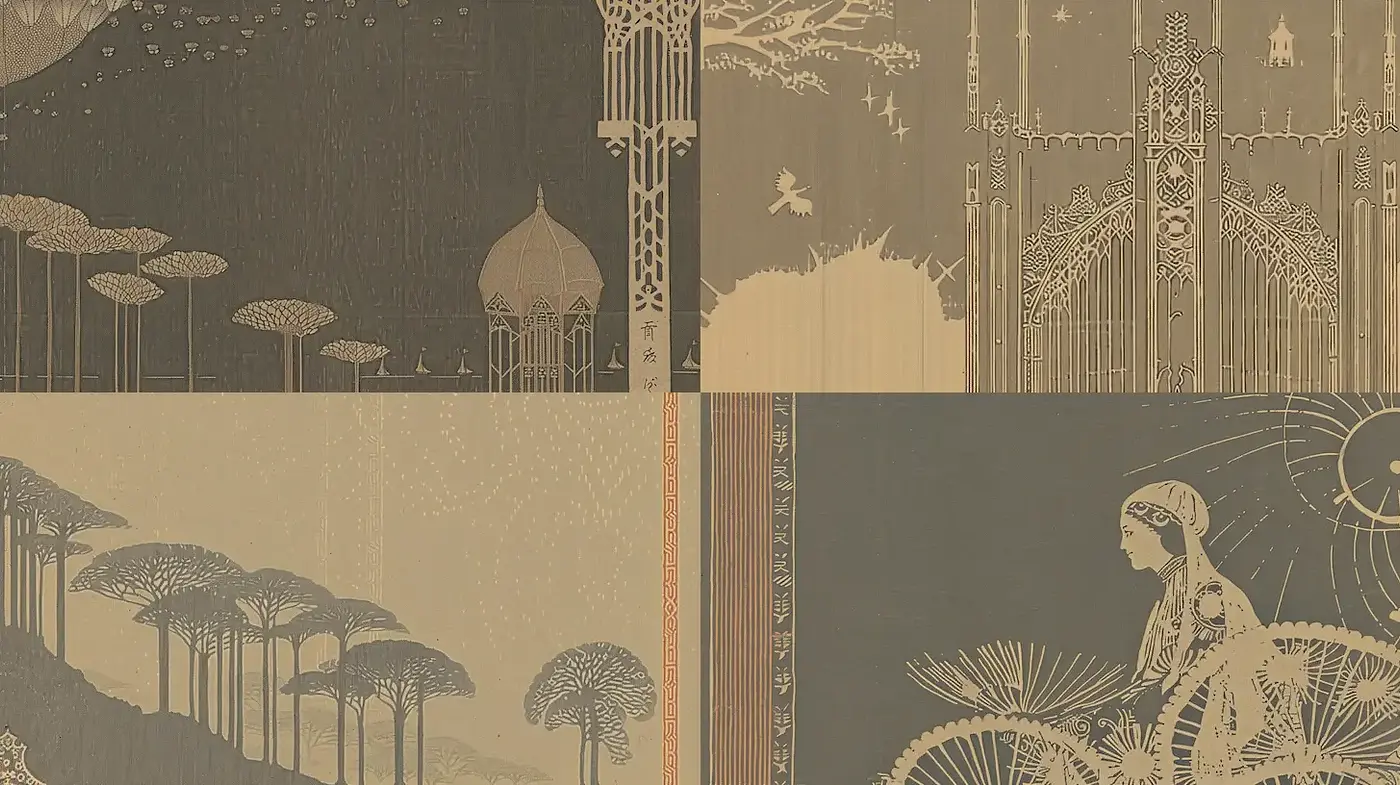 Elegant and intricate Art Nouveau-inspired imagery with a harmonious balance of design and nature - Midjourney sref style