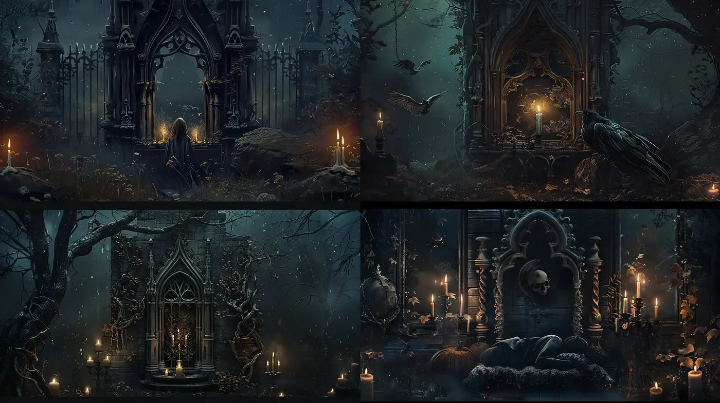 Gothic Enchantment in Moonlit Hues - Midjourney sref style