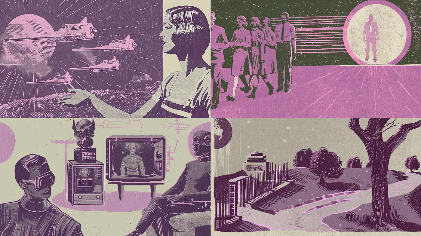 Retrofuturistic Reveries: Echos of Mid-Century Modern Sci-Fi Illustration - Midjourney sref style