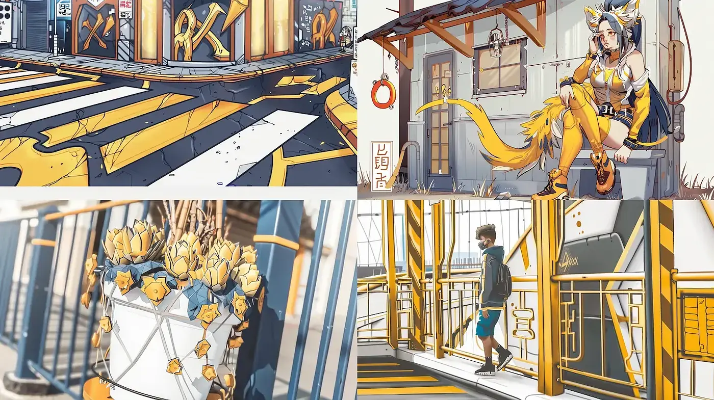 Vibrant Urban Fantasy with Dynamic Visuals and Playful Elements - Midjourney sref style