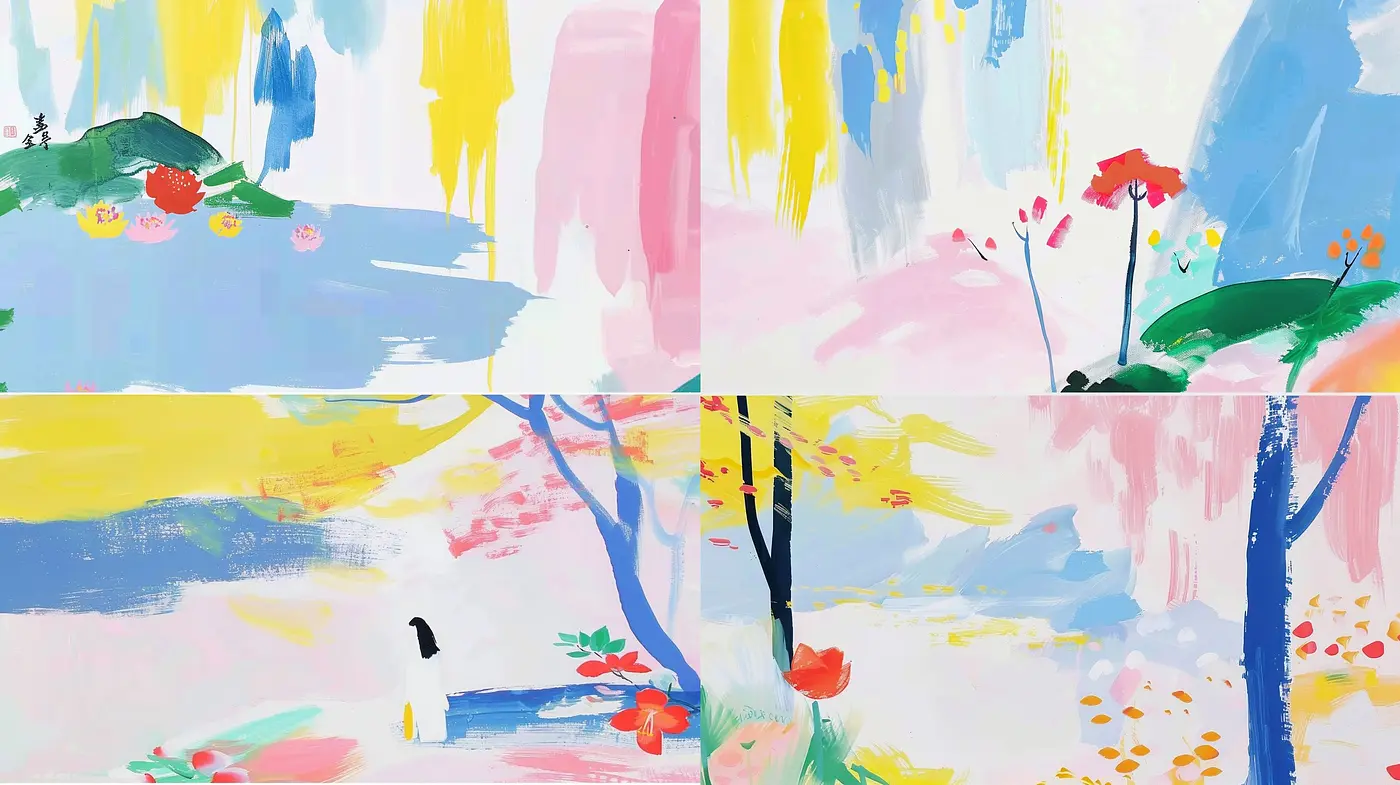Whimsical Brushstrokes of Spring: A Vivid Display of Abstracted Nature - Midjourney sref style
