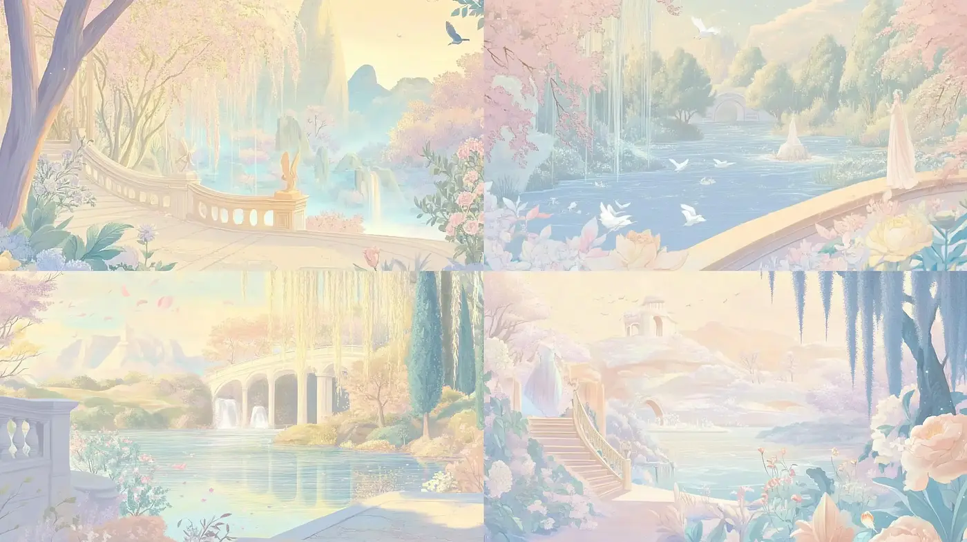 Enchanted Pastel Dreamscape Illustrations - Midjourney sref style