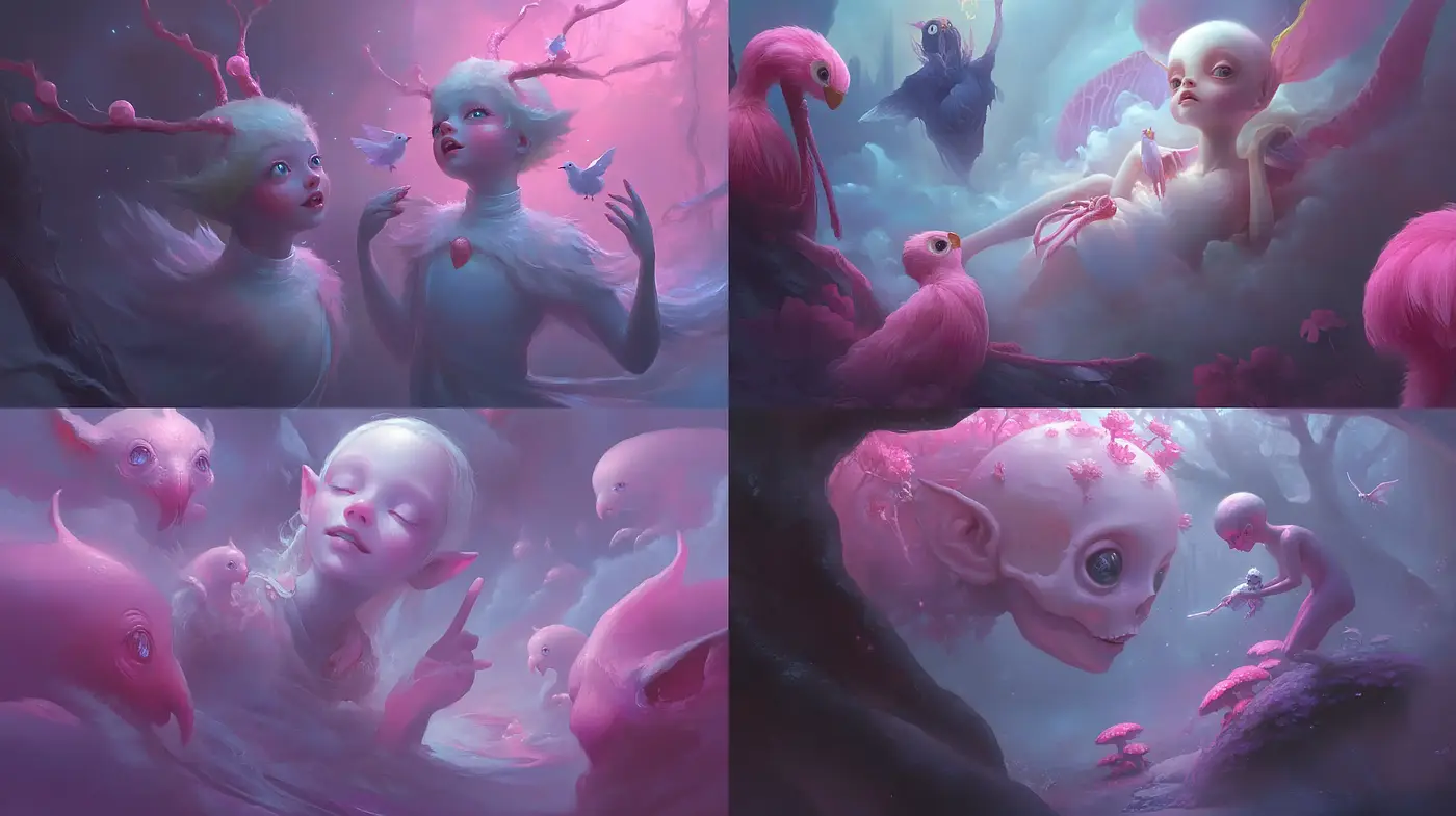 Ethereal Twilight of Surreal Creatures - Midjourney sref style