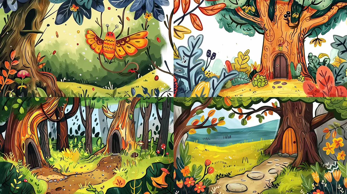 Enchanted Forest Whimsy: A Vivid Storybook Illustration Style - Midjourney sref style