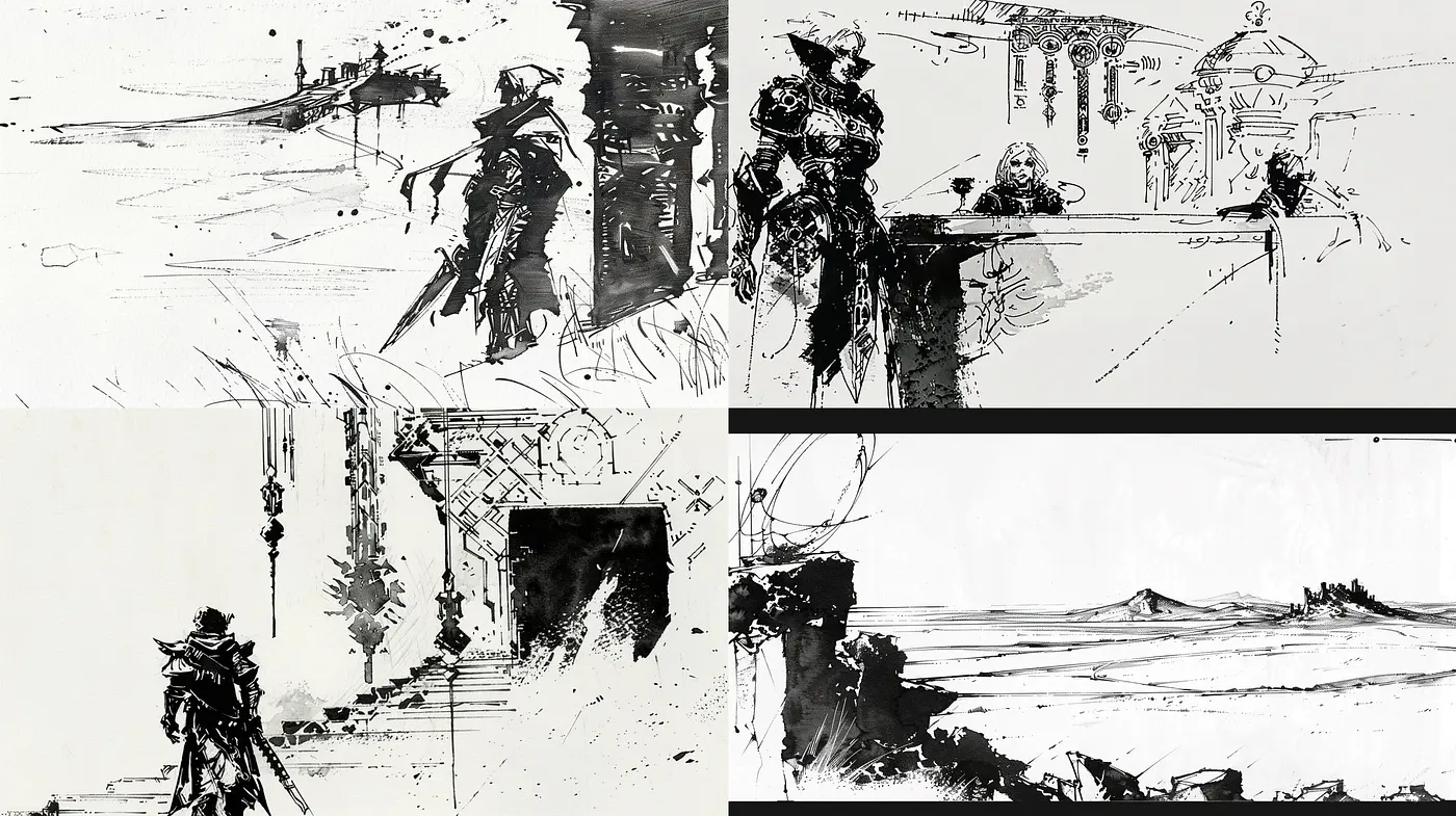 Monochromatic Strokes of Nostalgia in Abstract Realism - Midjourney sref style
