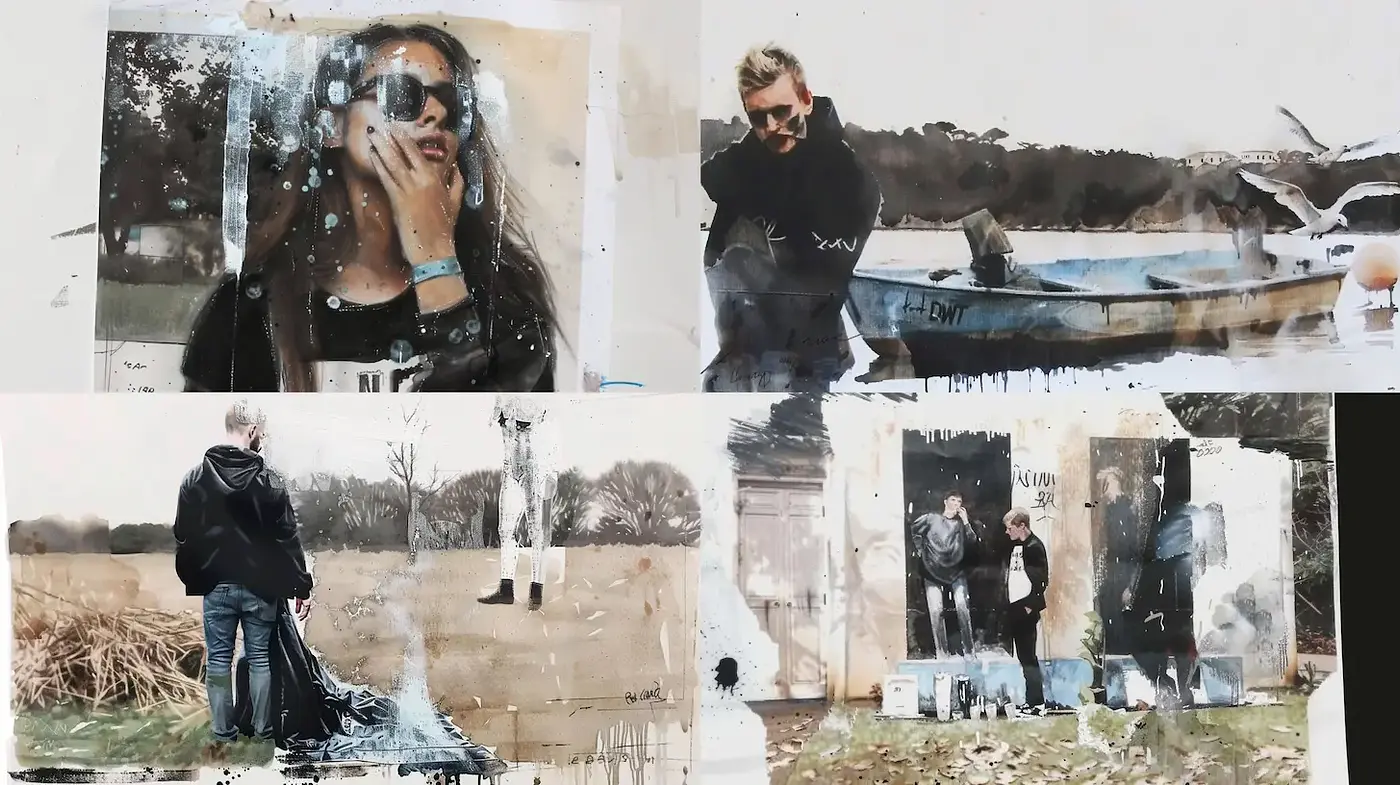 Mixed Media Vintage Aesthetic with Urban Influences - Midjourney sref style