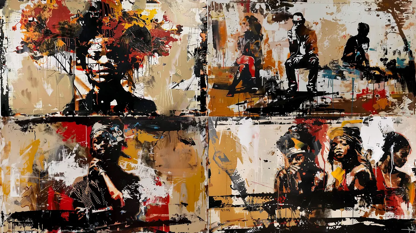 Abstract Contemporary Fusion with Expressive Brushstrokes - Midjourney sref style