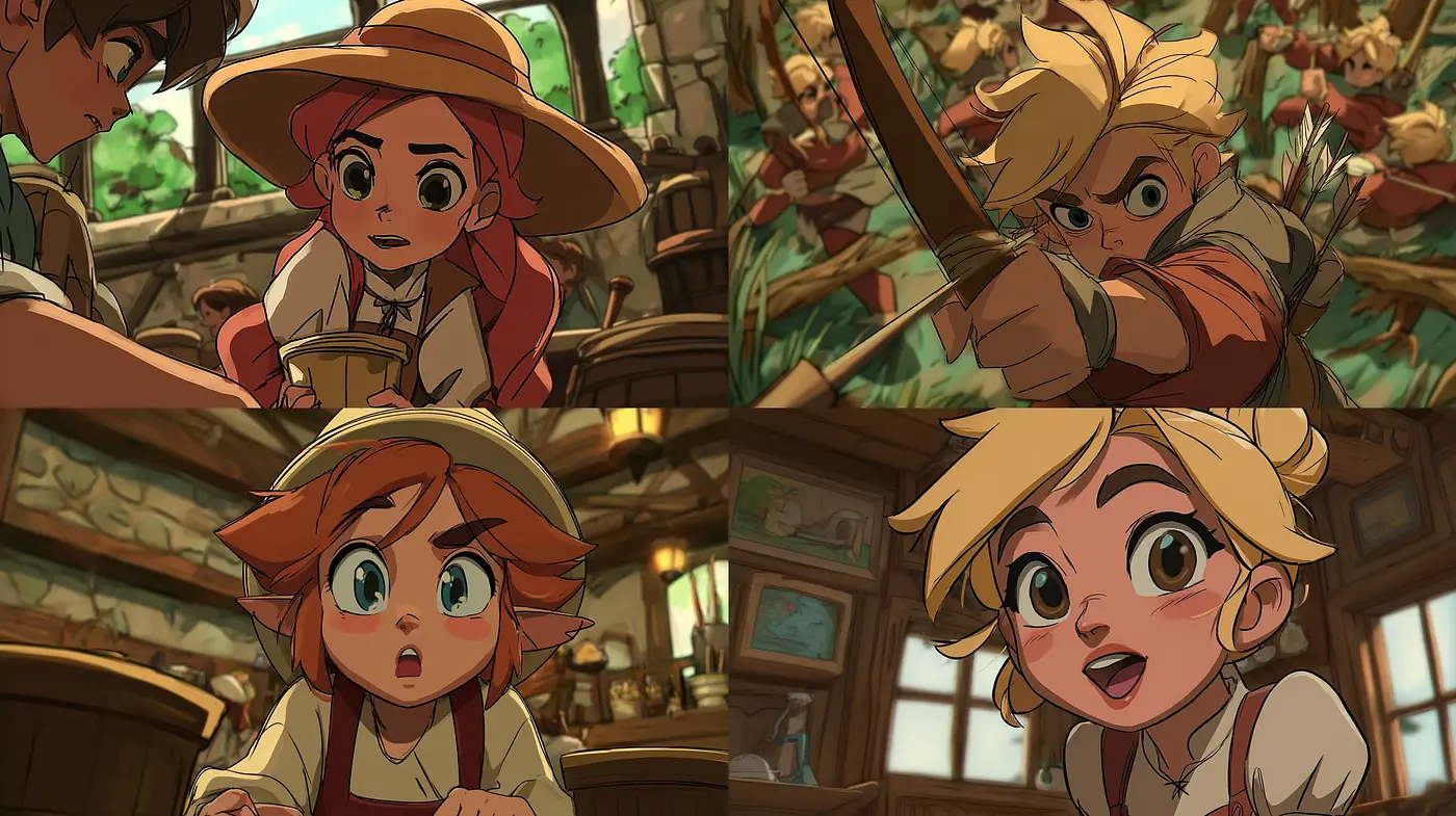 Vibrant Animated Fantasy with Whimsical Elements - Midjourney sref style