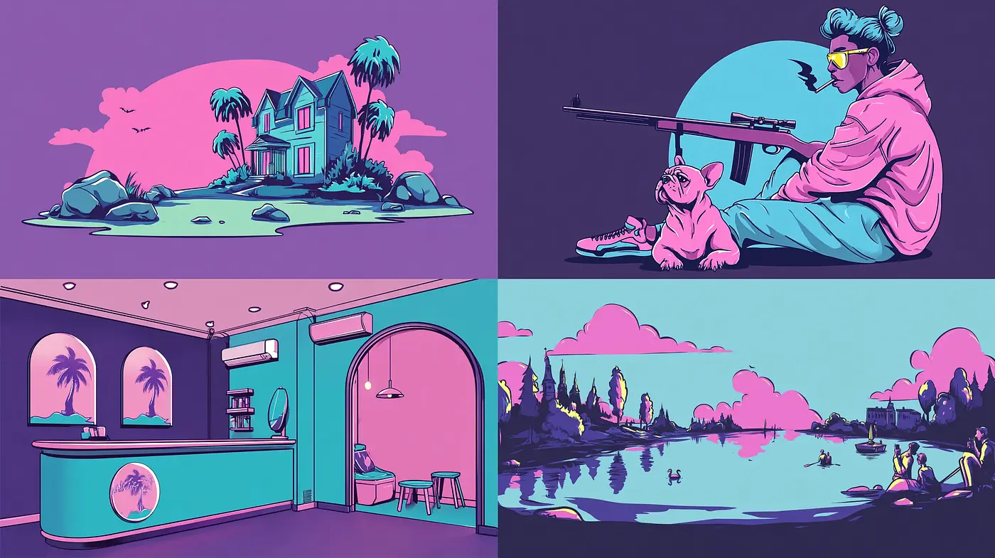 Vibrant Neo-Pop Art with a Retro Influence - Midjourney sref style