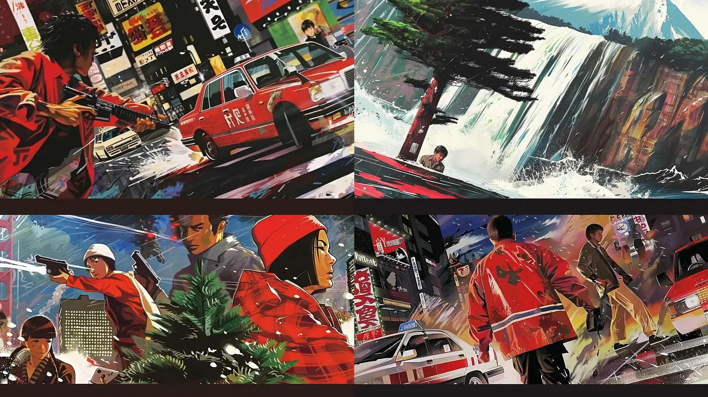 Dynamic Brushstroke Narratives with a Vibrant Graphic Novel Appeal - Midjourney sref style
