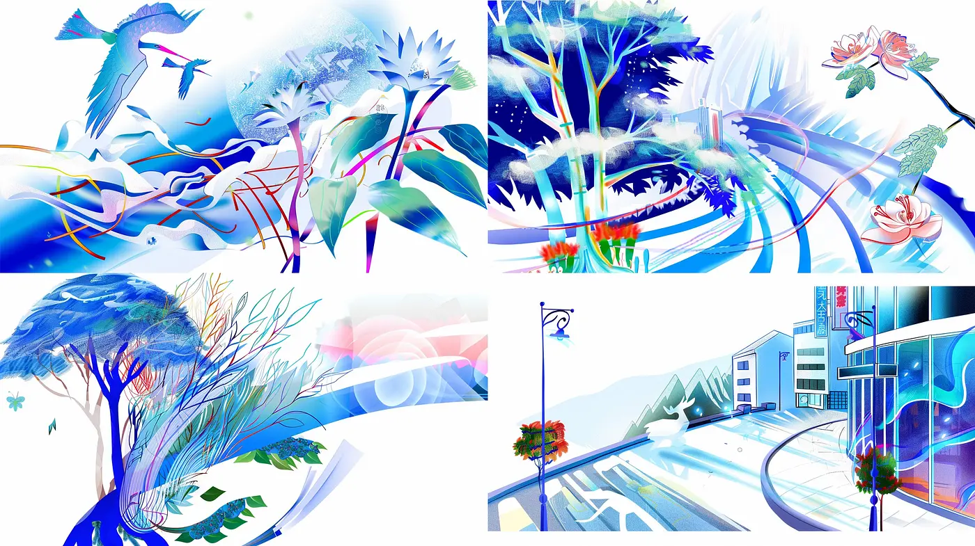 Ethereal Dreamscape: A Fusion of Digital Watercolor and Stylized Illustration - Midjourney sref style