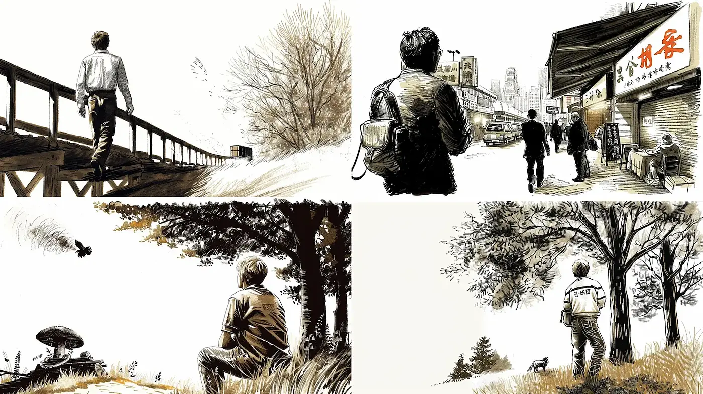 Stylized Illustrations with a Nostalgic Sense of Exploration - Midjourney sref style