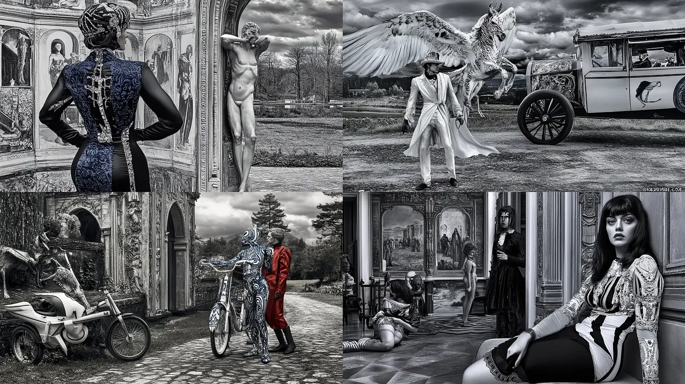 Monochromatic Elegance: A Study in Grayscale Textural Contrasts - Midjourney sref style