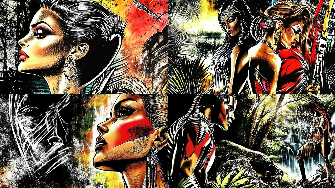 Vibrant Expressionist Fusion with Comic Book Flair - Midjourney sref style