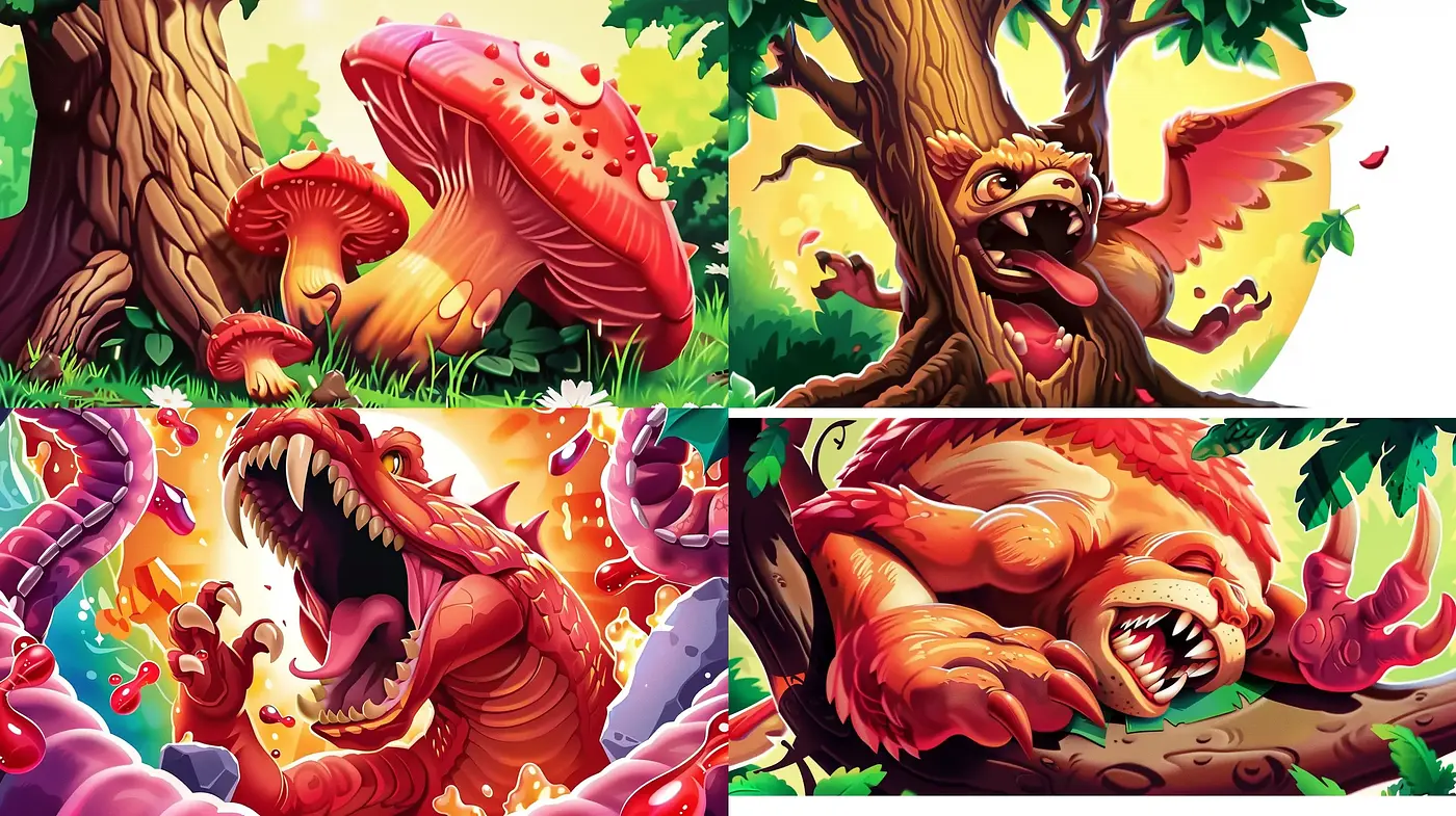 Vibrant Fantasia of Dynamic Creatures - Midjourney sref style