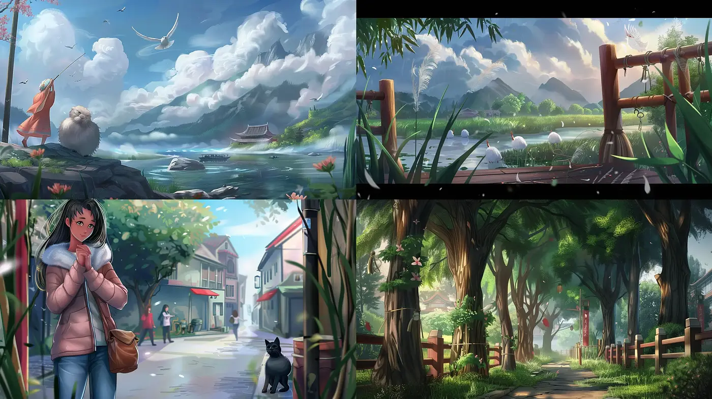 Serene Vistas and Delicate Hues: A Harmonious Blend of Anime Influences with Soft Naturalism - Midjourney sref style