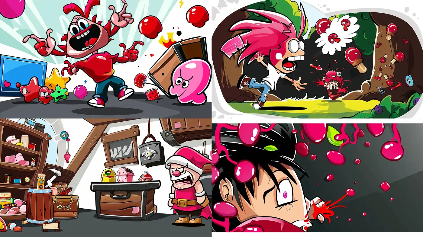 Energetic and Dynamic Comic-Inspired Illustrative Explosion - Midjourney sref style