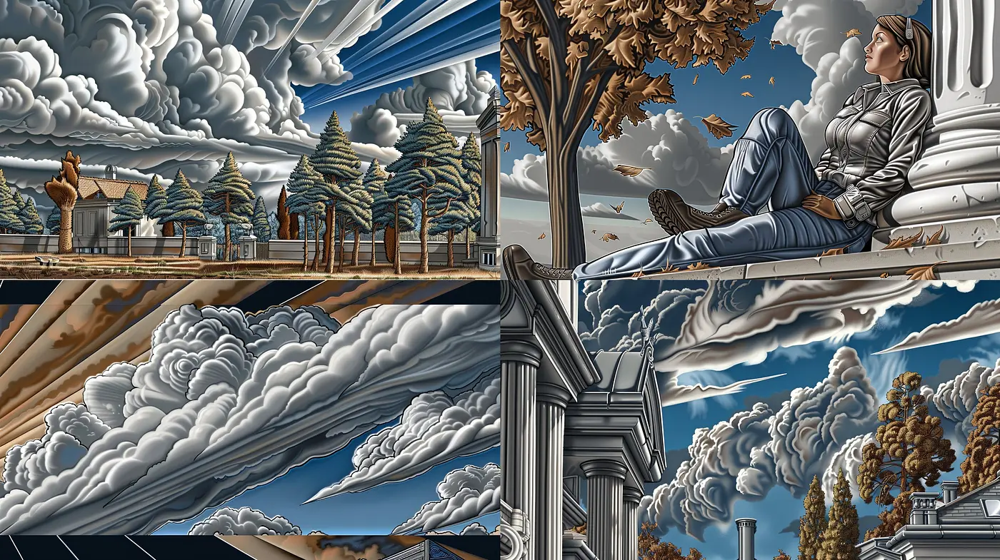 Ethereal Dreamscapes: A Cohesive Journey Through Surreal Vistas and Contemplative Solitude - Midjourney sref style