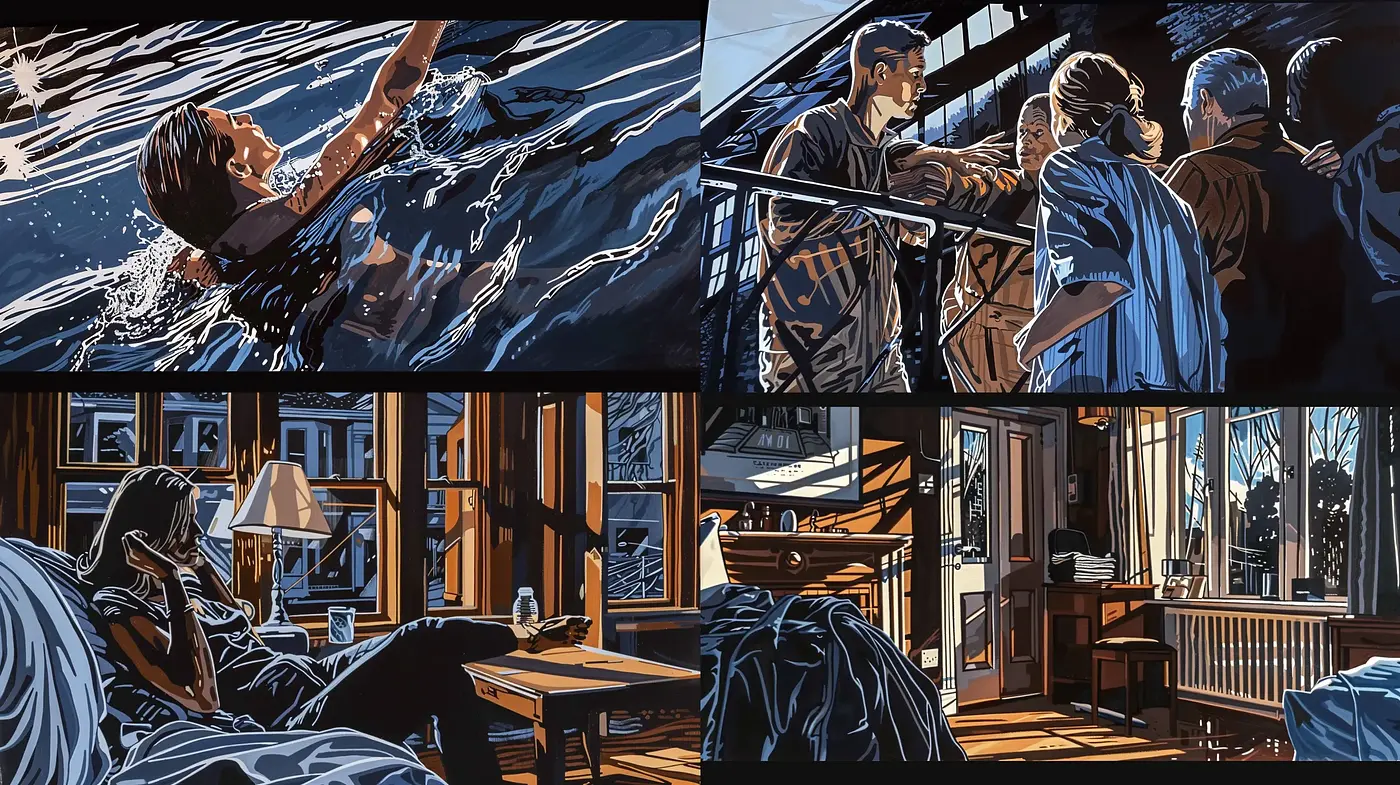 Nocturnal Cinematic Strokes with Graphic Novel Flair - Midjourney sref style