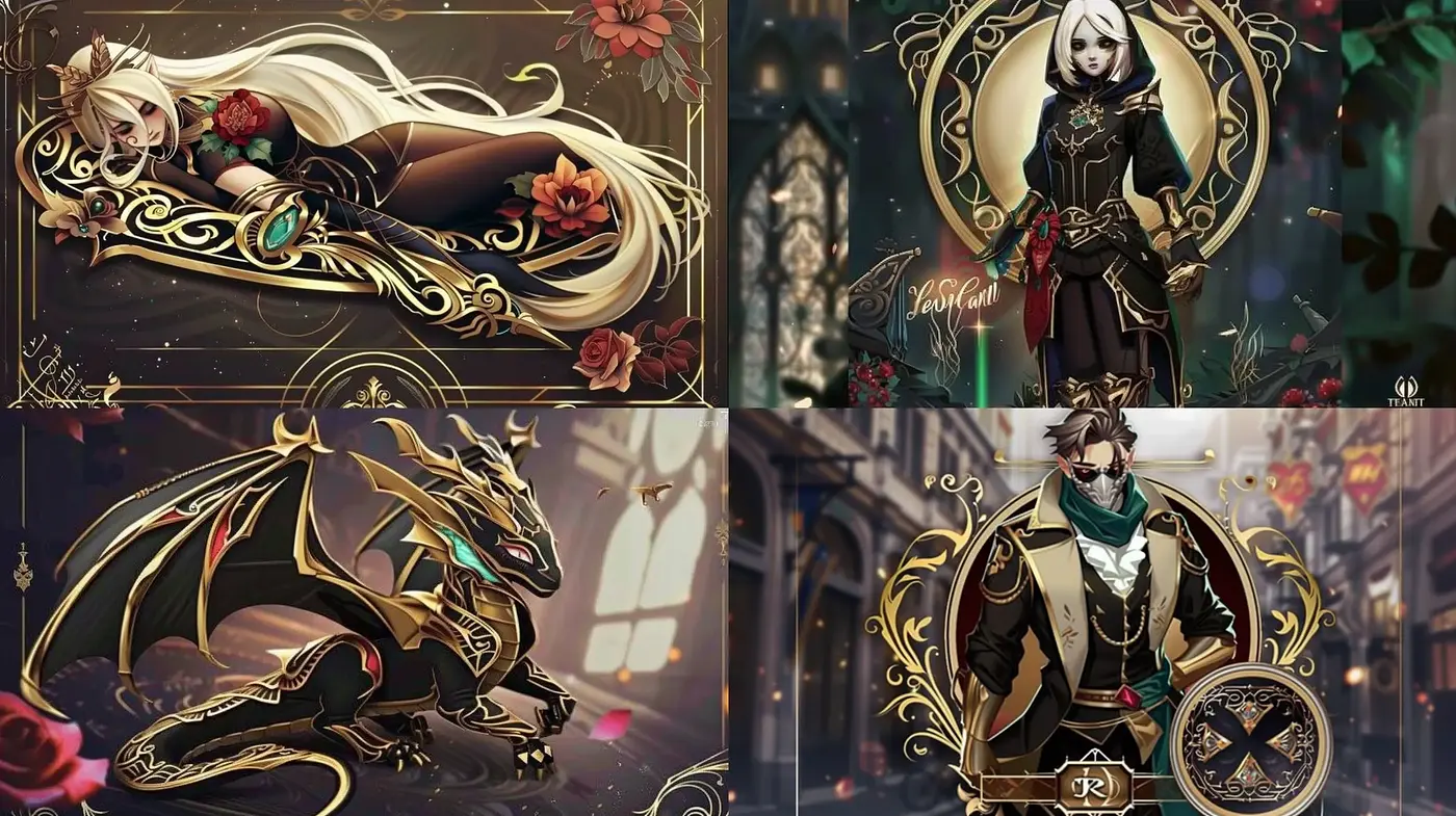 Enchanting Golden Fantasy with Art Nouveau Inspirations - Midjourney sref style
