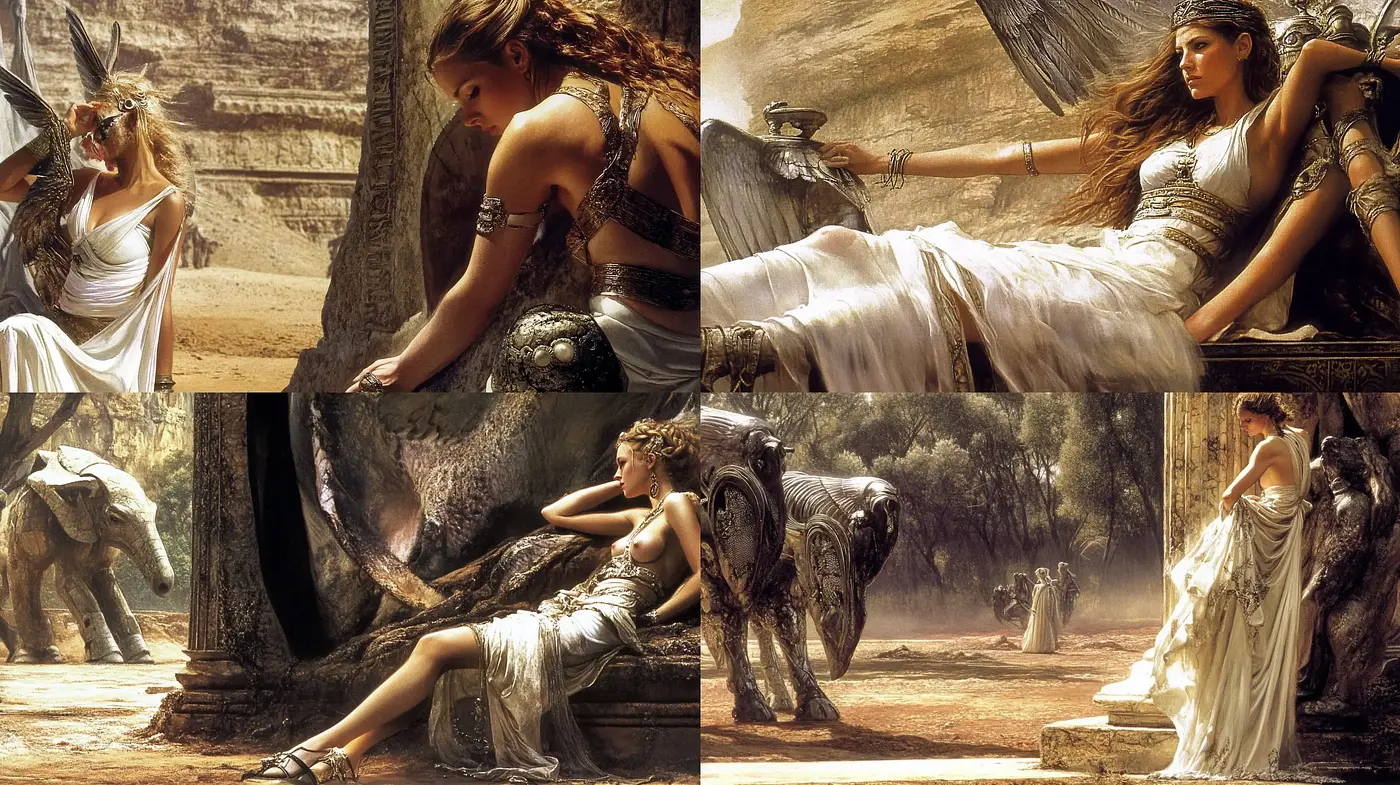 Ethereal Sepia Tones in Neoclassical Dreamscapes - Midjourney sref style