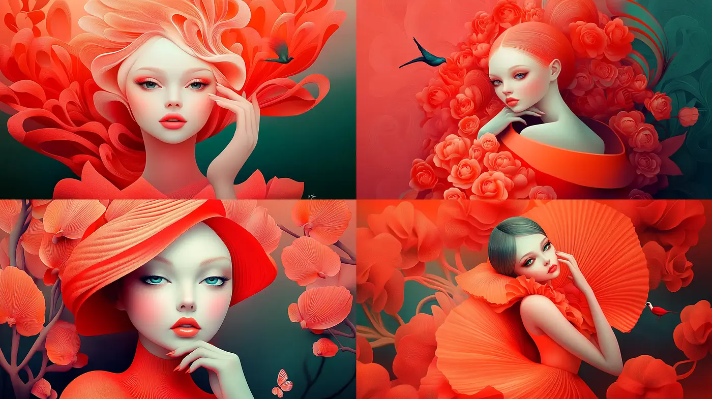Crimson Bloom: An Exploration of Saturated Hues and Floral Fantasy - Midjourney sref style