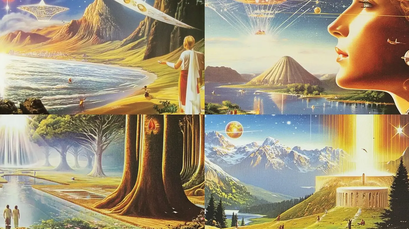 Ethereal Dreamscapes in Luminous Hues - Midjourney sref style