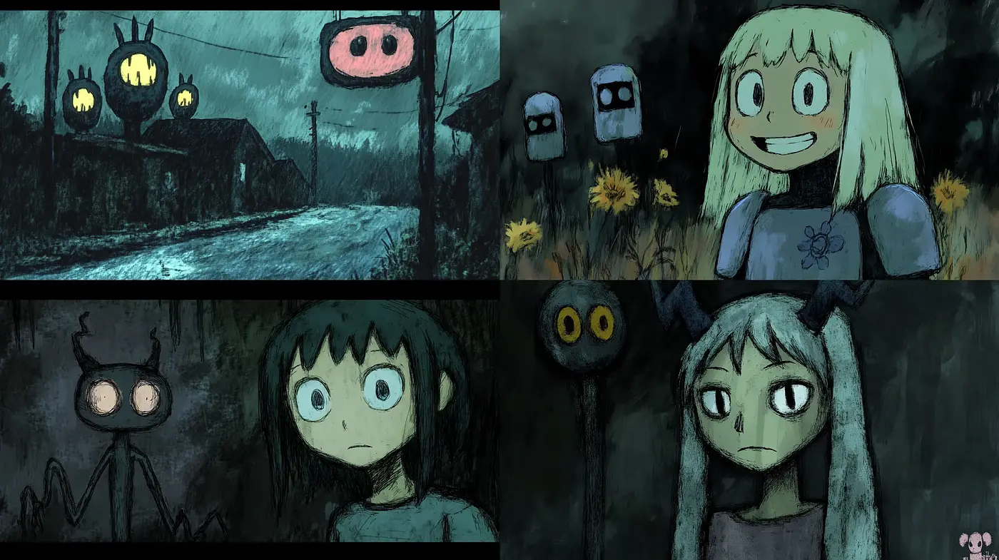 Eerie Whimsicality in Muted Earth Tones - Midjourney sref style