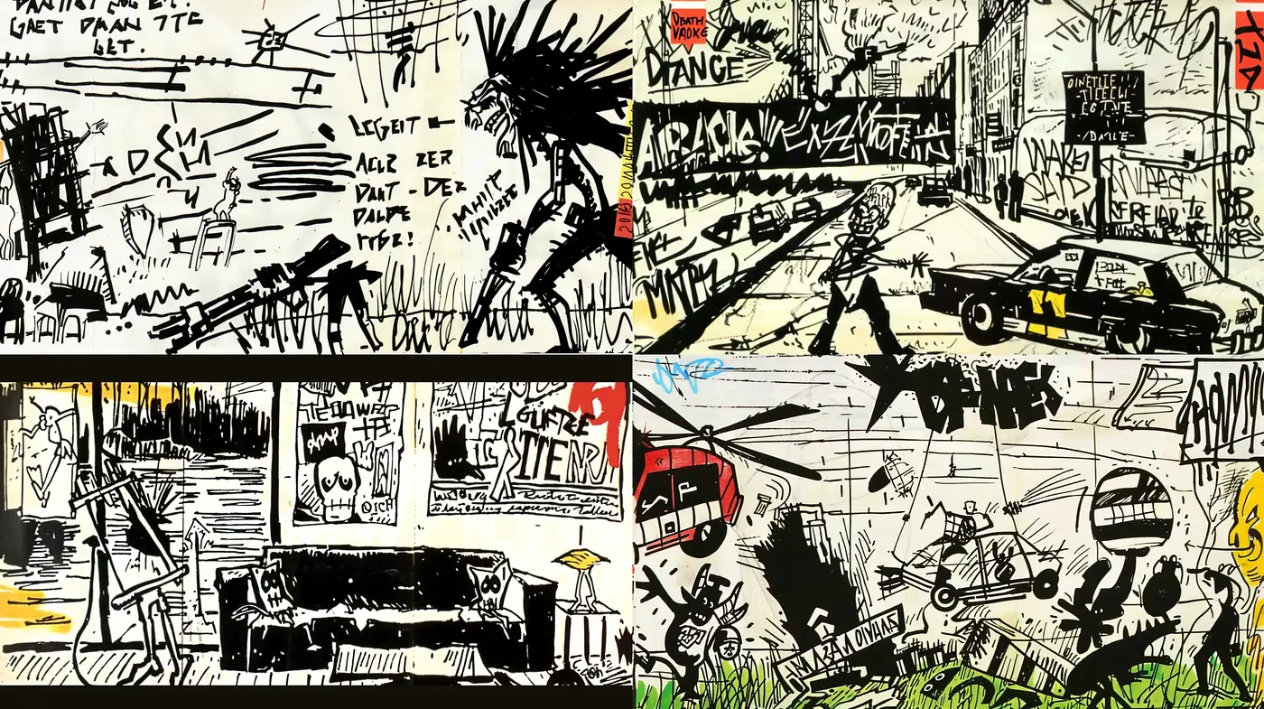 Abstract Expressionist Urban Chaos - Midjourney sref style