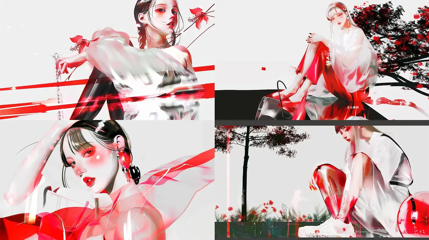 Elegant and Ethereal Digital Portraits with a Blend of Minimalism and Expressionism - Midjourney sref style