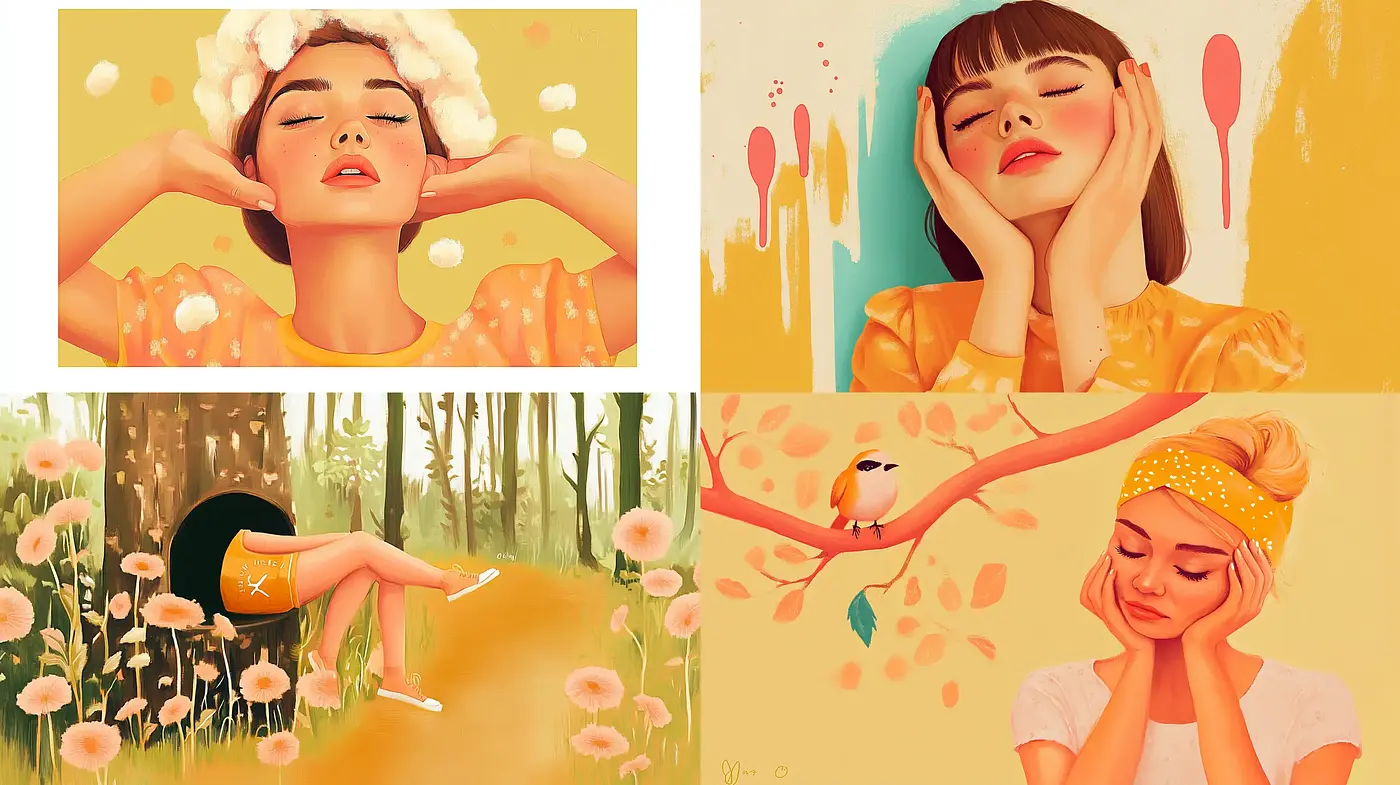 Sunlit Serenity: Warm Tones and Soft Illustrative Harmony - Midjourney sref style