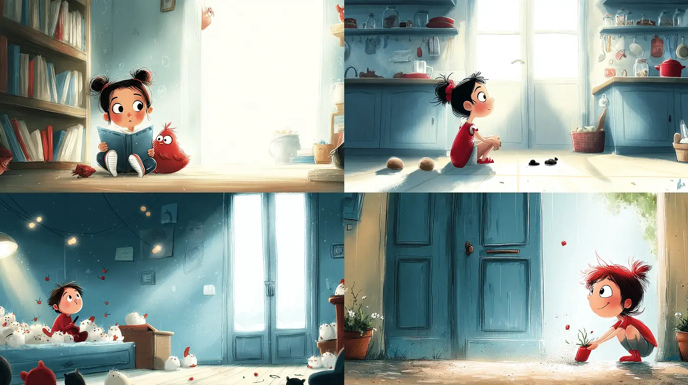 Charming and whimsical cartoon style with soft textures and pastel tones - Midjourney sref style