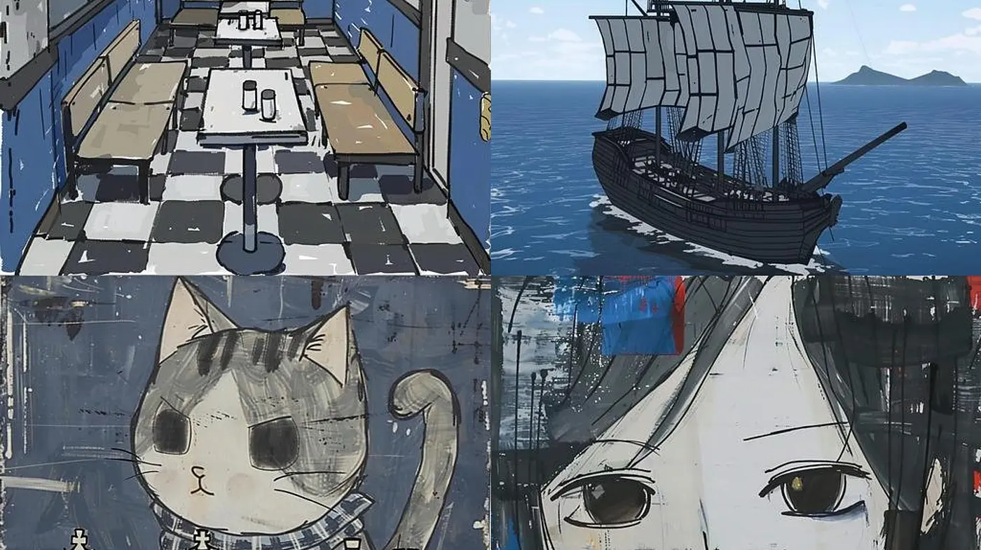 Sailor's Sketchpad: A Fusion of Monochrome Tones and Scribbled Textures in Maritime Exploration - Midjourney sref style