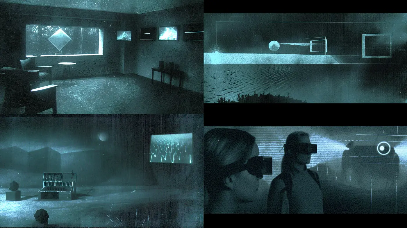 Ethereal Cyan Dreamscape: A Homage to Digital Surrealism in Monochrome - Midjourney sref style