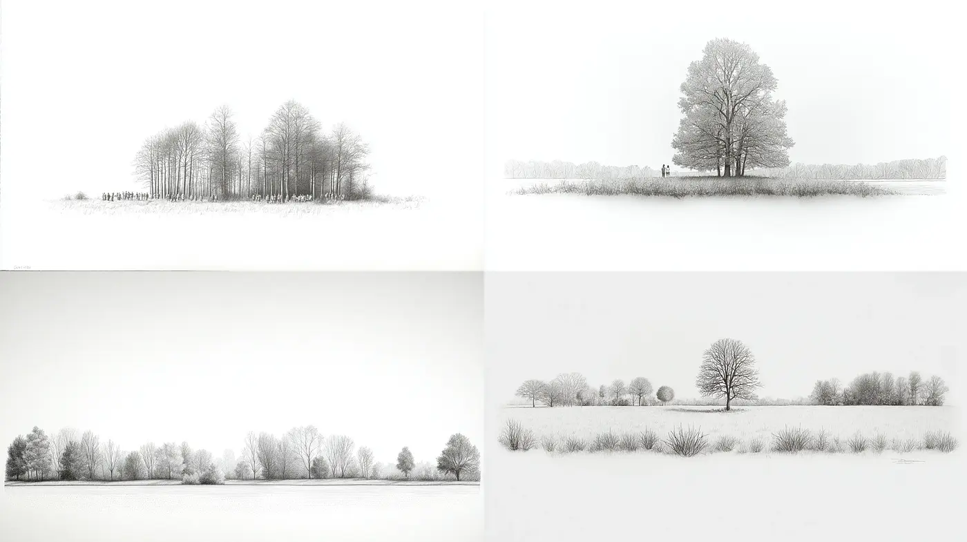 Minimalist snowy landscapes with soft tonal gradients and ethereal atmospheres - Midjourney sref style