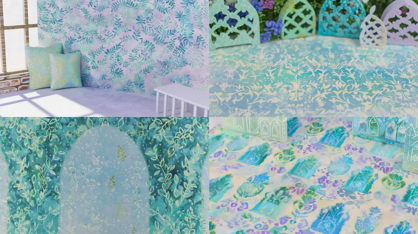 Ethereal Aquatic Botanicals: A Visual Symphony of Blues and Greens - Midjourney sref style