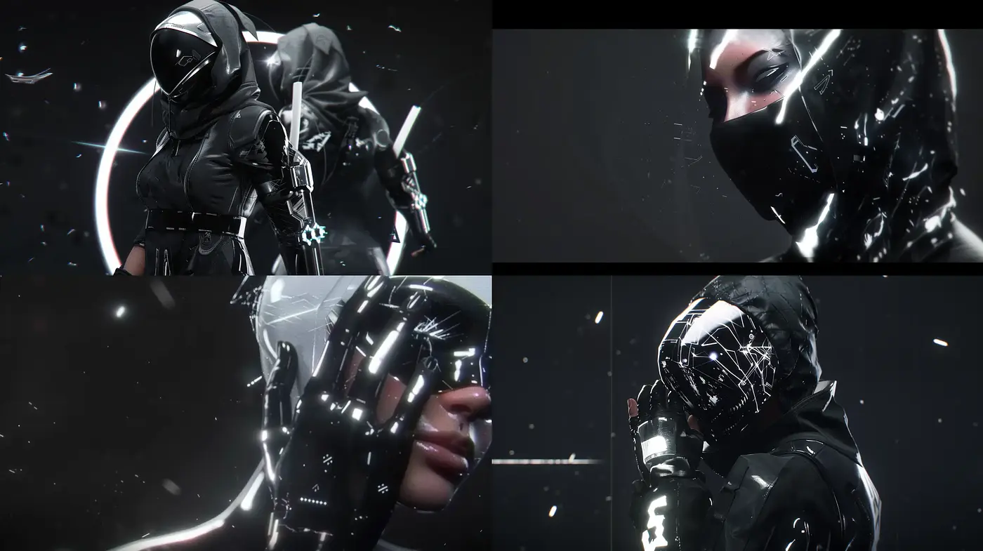 Futuristic Noir Elegance with High-Contrast Aesthetics - Midjourney sref style