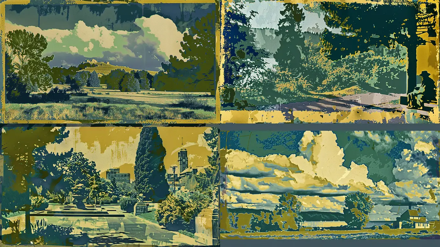 Retro-Printed Postcard Aesthetic with Textured Tones - Midjourney sref style