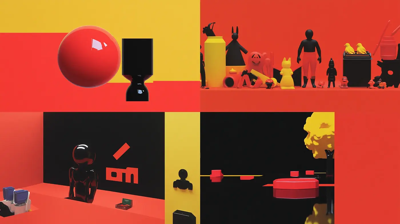 Contemporary Minimalism Meets Bold Chromatic Contrast - Midjourney sref style