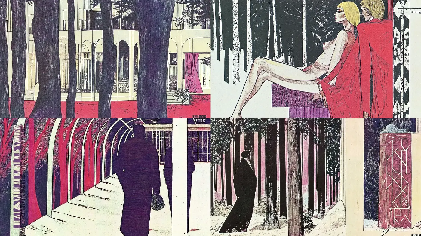 Abstracted Retro-Futurism with a Stylized Graphic Novel Aesthetic - Midjourney sref style