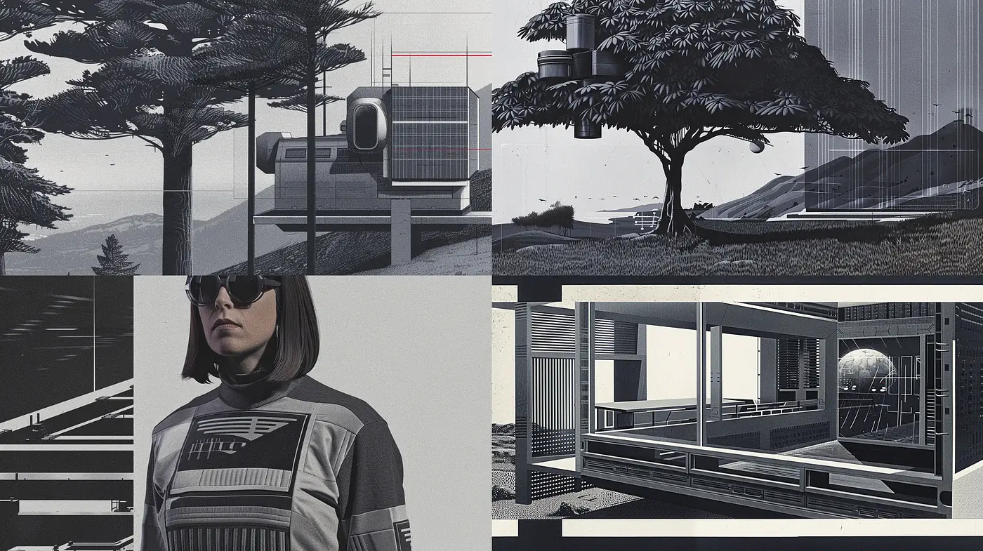 Monochromatic Futurism with Architectural Harmony - Midjourney sref style