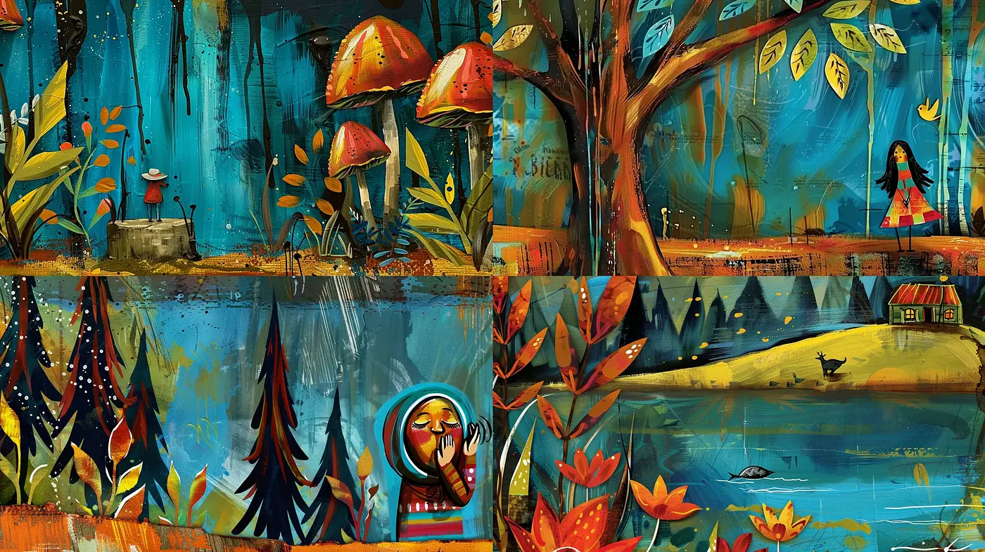 Whimsical Enchanted Forest Dreamscape - Midjourney sref style