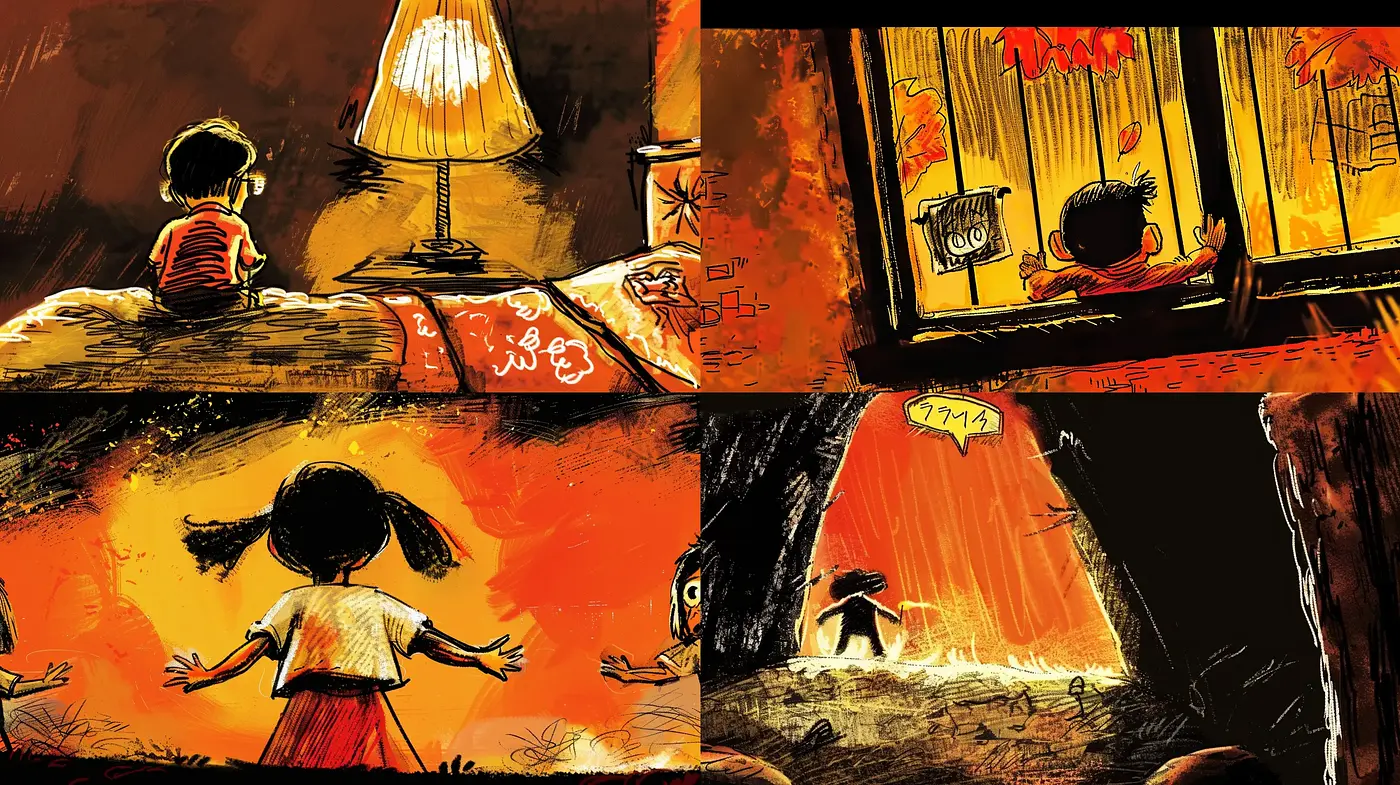 Warm Tonal Expressions in a Gritty Textured Illustration Style - Midjourney sref style