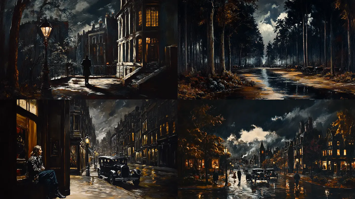 Nocturnal Elegance in Monochromatic Amber Hues - Midjourney sref style