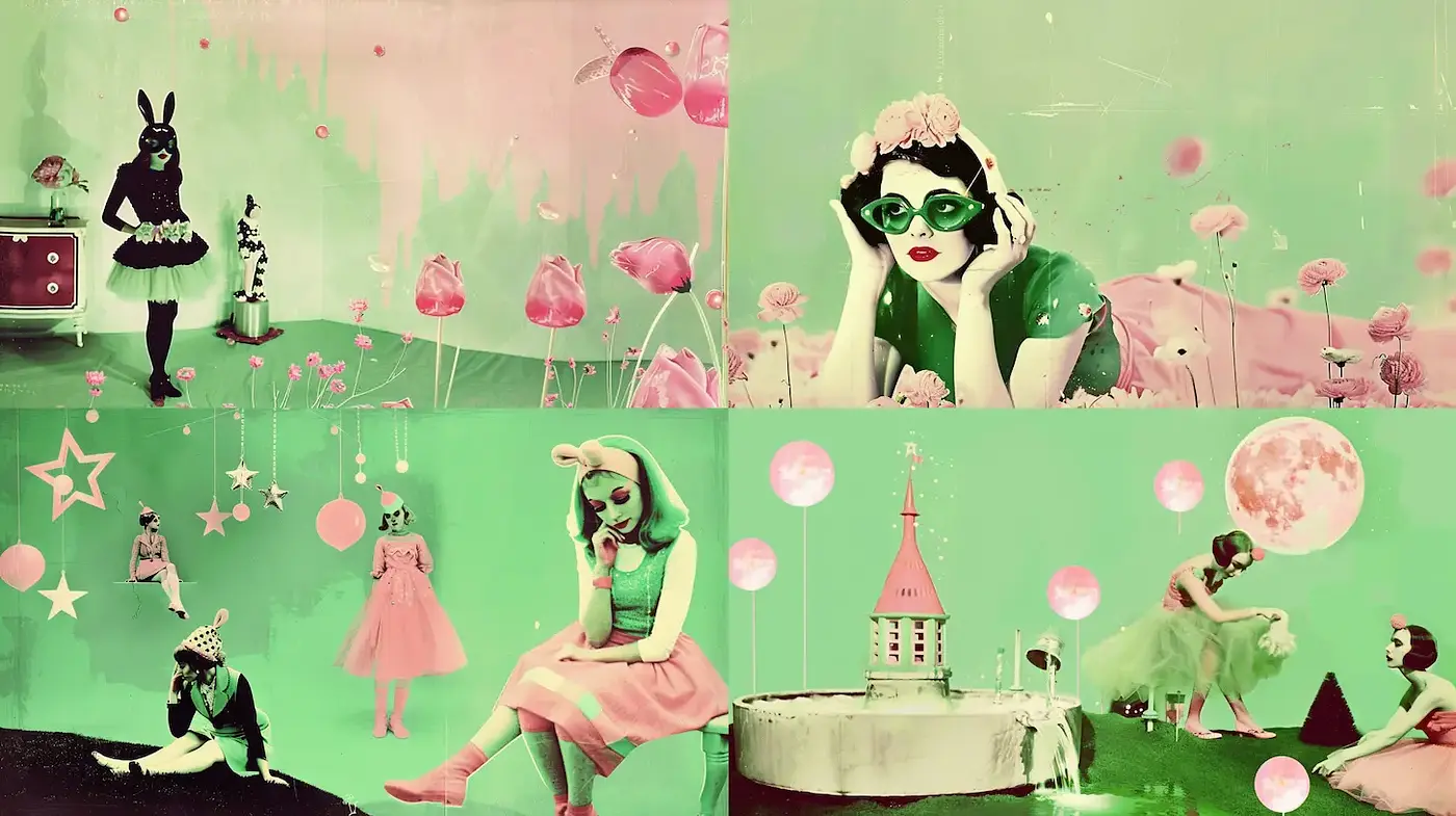 Whimsical Surrealism with Vintage and Playful Aesthetic - Midjourney sref style
