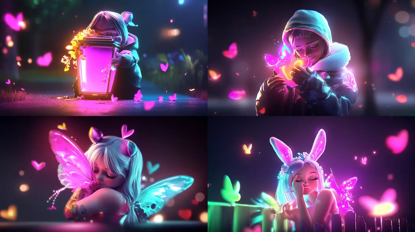 Enigmatic Neon Dreamscape with Surreal Glow - Midjourney sref style