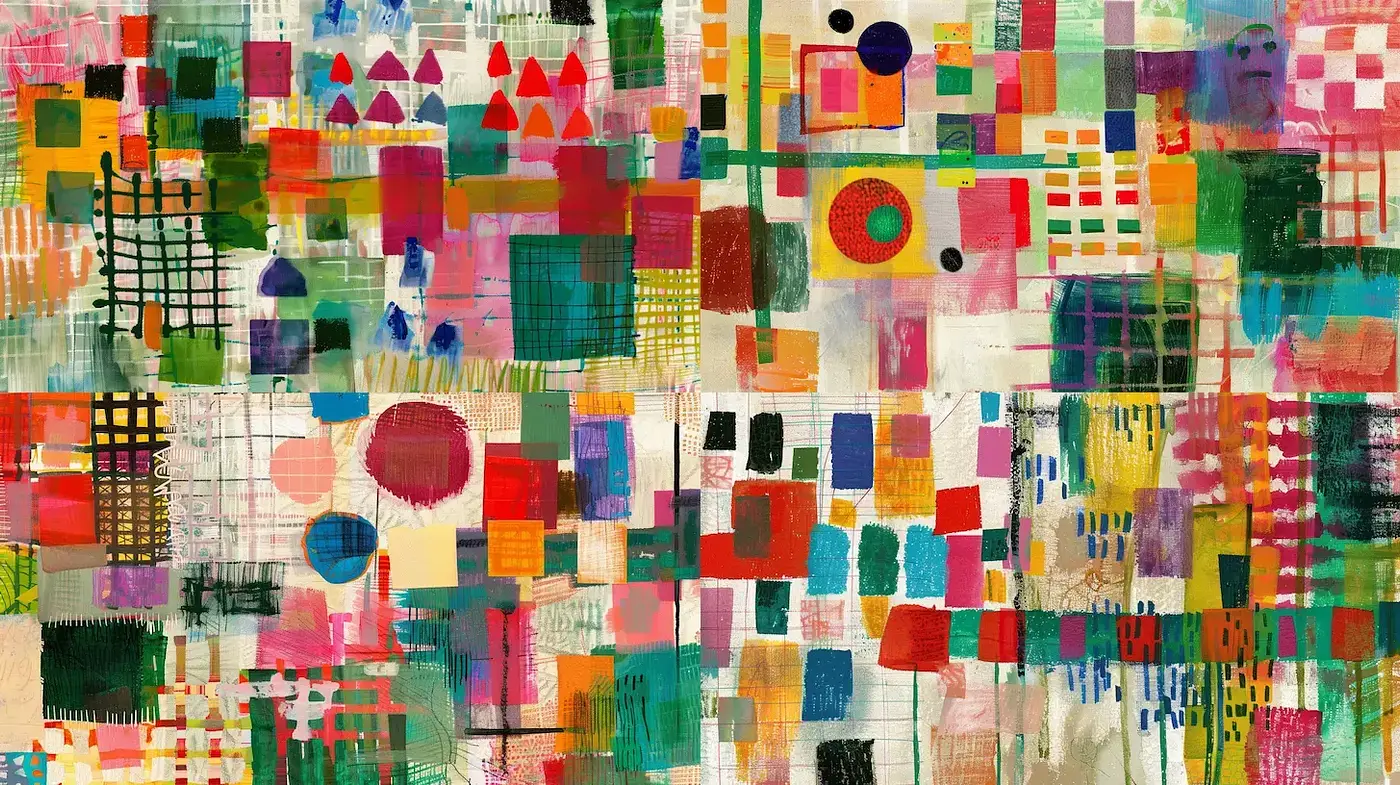 Vibrant and Playful Abstract Composition with a Touch of Whimsy - Midjourney sref style