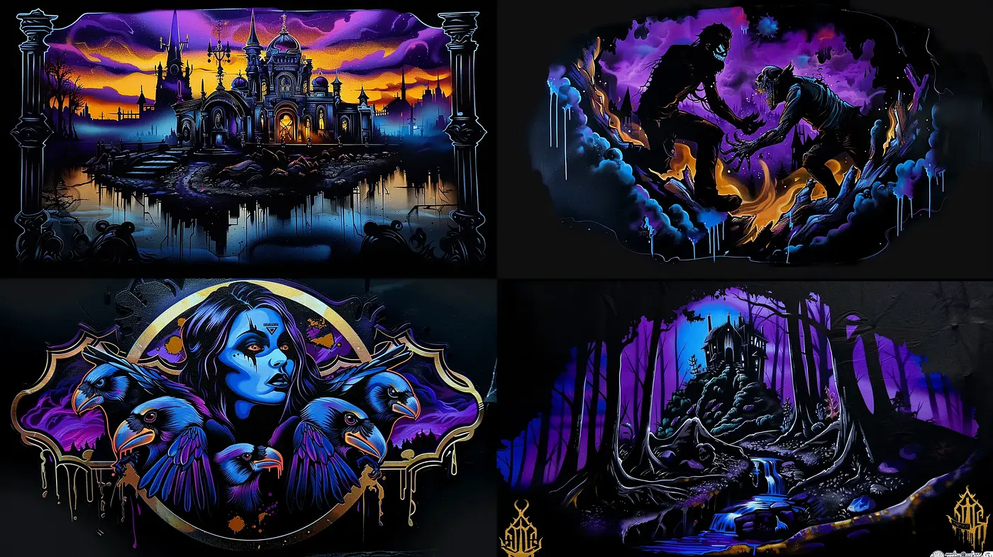 Enigmatic Twilight Realms: A Distinguished Fusion of Gothic and Surreal Fantasy - Midjourney sref style