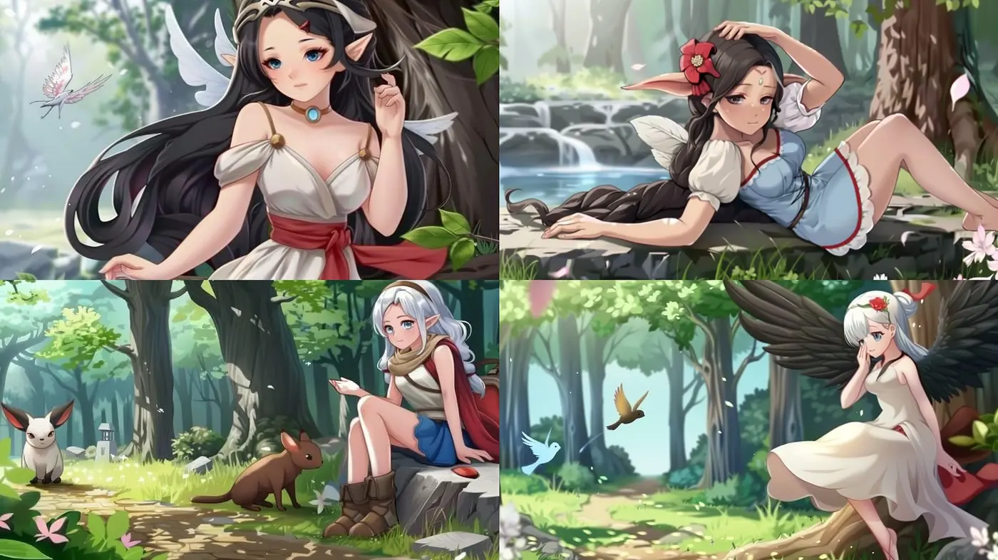 Enchanted Forest Whimsy: A Homage to Anime Fantasy and Pastel Nature - Midjourney sref style